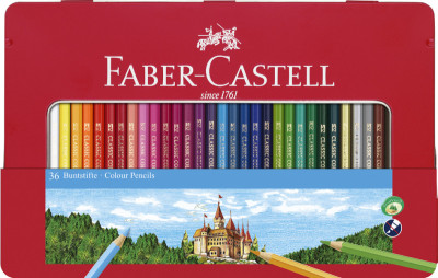 FABER-CASTELL Crayons de couleurs CASTLE, étui métal de 48