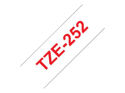 Brother TZE-252 ruban laminé P-Touch 24mm 8M Rouge sur Blanc