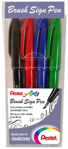 PentelArts Faserschreiber Brosse Pen Connectez-vous, Case 4p, couleur
