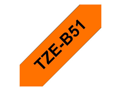 Brother TZE-B51 ruban laminé P-Touch Noir sur Orange Fluorescent 23,9MM 7,99M