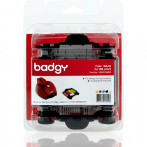 Evolis Badgy  Kit 1 ruban YMCKO couleur 100 impressions et Kit de nettoyage pour BADGY 100 et 200 1re génération