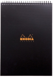 RHODIA Bloc spiralé Note Pad, A4, quadrillé 5x5, noir
