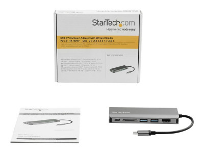 Startech : USB C MULTIPORT ADAPTER - HDMI 4K-2XA 1XC - SD READER-PD 3.0