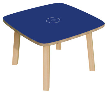 Table Paperflow « WOODY » bleu bois massif,