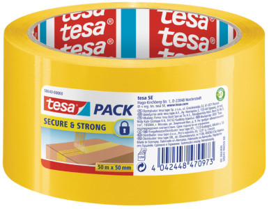 tesapack Adhésif d'emballage 58643 Secure & Strong, jaune