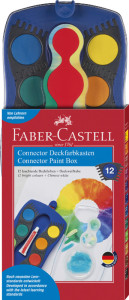 Faber-Castell Deckfarbkasten CONNECTOR, 12 couleurs, bleu