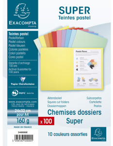 EXACOMPTA Chemise dossier SUPER 160, A4, couleurs assorties