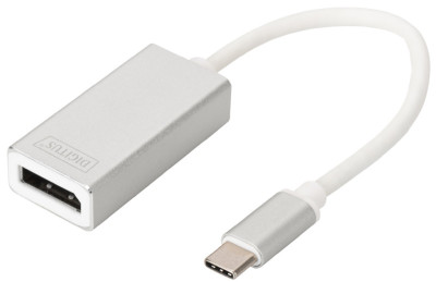 DIGITUS Câble adaptateur, DisplayPort - USB-C, blanc, 20 cm
