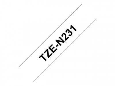 Brother : TZE-N231 NON-LAMINATED tape 12MM 8M BLACK ON WHITE