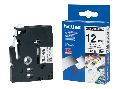 Brother : TZE-N231 NON-LAMINATED tape 12MM 8M BLACK ON WHITE