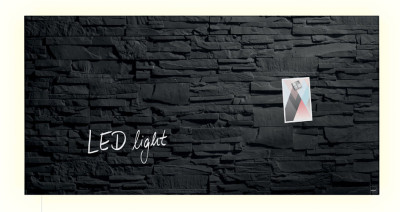 sigel Glass-Magnettafel artverum® lumière LED, Schiefer-pierre