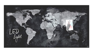 Sigel artverum® magnétique en verre LED, carte du monde