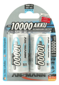 ANSMANN Batterie maxE NiMH, Mono D, blister de 2, 10.000 mAh