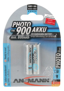 ANSMANN Batterie Photo NiMH, Micro AAA, 900mAh, blister de 2