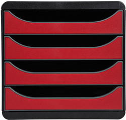Exacompta Big-Box Module de classement 4 tiroirs couleur gris et rouge carmin