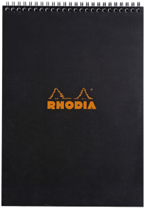 RHODIA Bloc spiralé, format A4, quadrillé 5x5, noir
