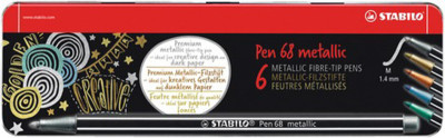 STABILO Feutre Pen 68 metallic, étui en métal de 8