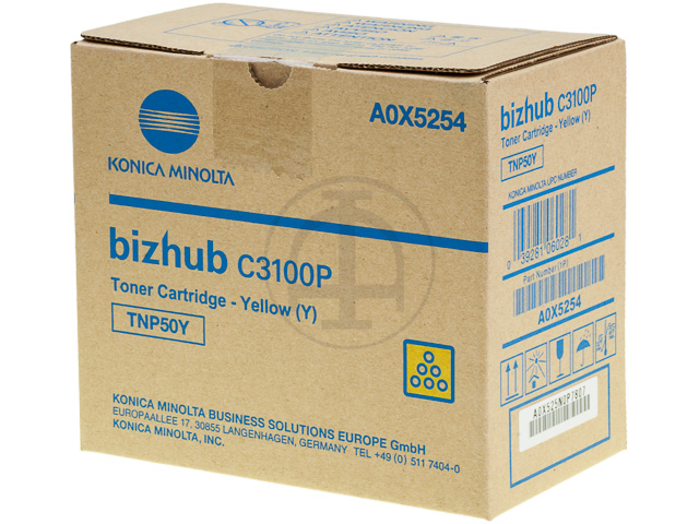 Konica  Minolta A0X5254 pour Konica  Minolta BizHub C3100 TONER JAUNE 5000 pages TNP50Y