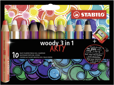 STABILO Crayon aux talents multiples woody 3en1, étui de 10