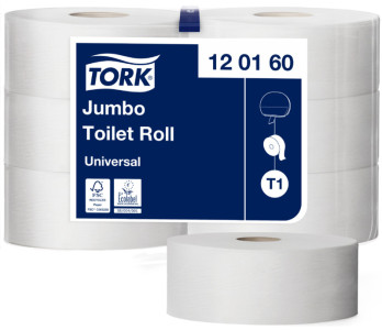 TORK Papier toilette grand rouleau Jumbo, 1 pli, blanc, 480m