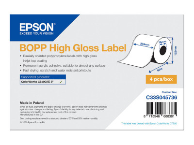 Epson : BOPP HIGH GLOSS LABELCONTINUOUS ROLL 203MMX68M
