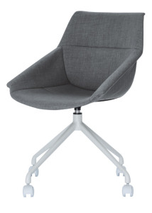 PAPERFLOW Chaise visiteur LUGE, set de 2, blanc / gris