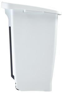 CEP Poubelle mobile à pédale en plastique, 60 litres, blanc