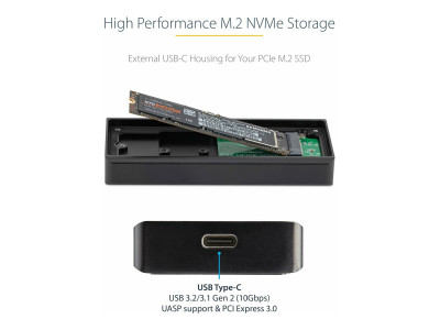 Startech : M.2 NVME PCIE SSD ENCLOSURE - IP67 - USB TYPE C - 10GBPS