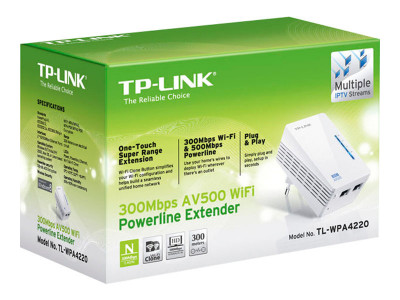 TP-Link : AV500 2-PORT WIFI PL EXTENDER 500MBPS POWERLINE DATARATE