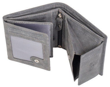 PRIDE&SOUL Porte-monnaie RFID, format paysage, cuir, gris