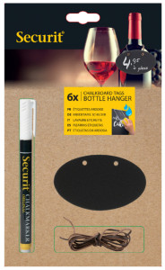 Securit Flaschenhals-Etiketten, oval, mit Kordel, schwarz