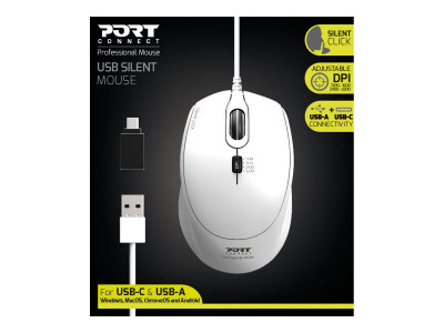 Port Technology : MOUSE OFFICE PRO SILENT WIRED WHITE