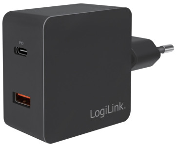 LogiLink Chargeur secteur USB,USB-C PD&1x USB-A Quick Charge