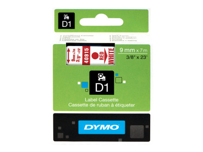 Dymo : D1 - tape DYMo 9MMX7M RED avec HITE