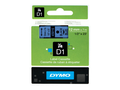 Dymo : D1 - tape DYMo 12MMX7M BLACK/BLUE