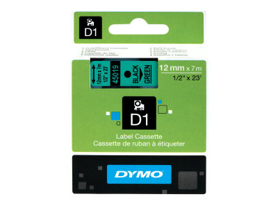 Dymo : D1 - tape DYMo 12MMX7M BLACK/GREEN