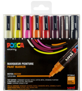 POSCA Marqueur à pigment PC-5M, étui de 8, couleurs pastel