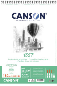 CANSON Album spiralé papier dessin 1557, A3+, 120 g/m2