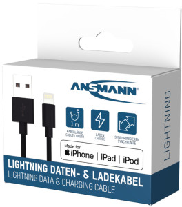 ANSMANN Câble de données & de chargement, 1,0 m, USB - Apple
