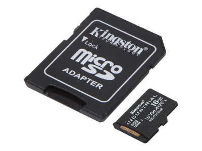 Kingston : 16GB MICROSDHC INDUSTRIAL C10 A1 PSLC card + SD ADAPTER