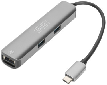 DIGITUS Station d'accueil USB-C, 5 ports, aluminium, gris