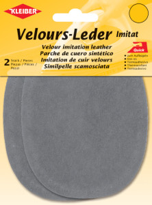 KLEIBER Patch thermocollant en velours, ovale, gris moyen