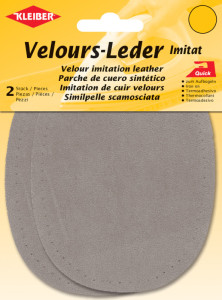 KLEIBER Patch thermocollant en velours, ovale, gris moyen
