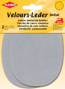 KLEIBER Patch thermocollant en velours, ovale, gris clair