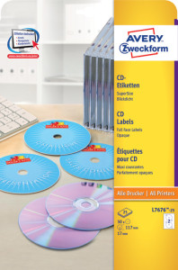 AVERY Zweckform Etiquette CD/DVD SuperSize, blanc, mat