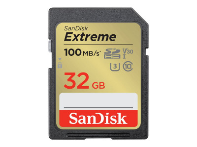 Western Digital : EXTREME 32GB memory card UP TO 100MB/S UHS-I CLASS 10 U3 V30