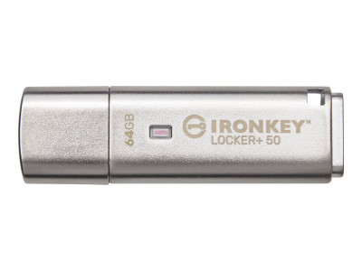 Kingston : 64GB USB 3.2 IRONKEY LOCKER+ 50 AES USB W/256BIT ENCRYPTION
