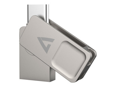 V7 : 64GB TYPE-C+USB 3.2 GEN1 SILVER USB A FLASH drive + TYPE-C