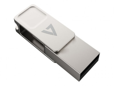 V7 : 64GB TYPE-C+USB 3.2 GEN1 SILVER USB A FLASH drive + TYPE-C