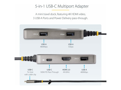 Startech : USB-C MULTIPORT ADAPTER HDMI 4K - 3-PORT USB HUB MINI HUB
